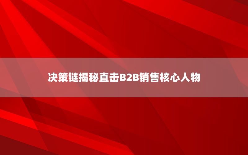 决策链揭秘直击B2B销售核心人物