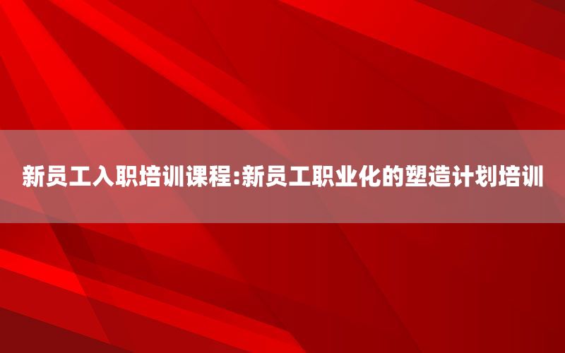 新员工入职培训课程:新员工职业化的塑