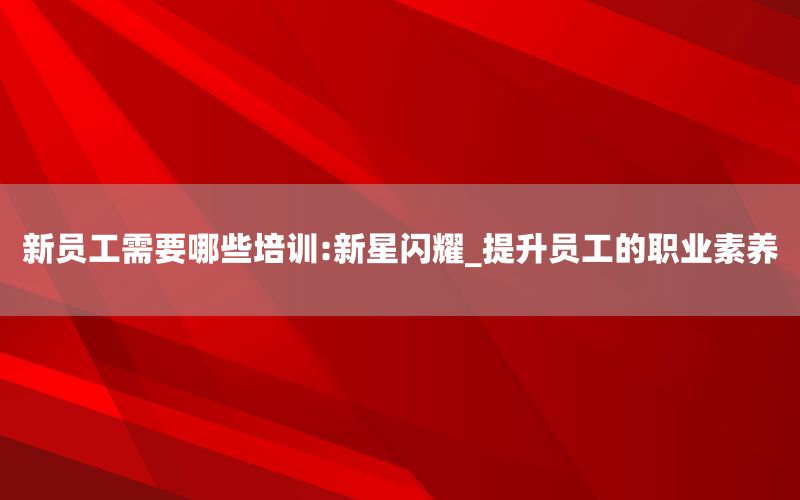 新员工需要哪些培训:新星闪耀_提升员