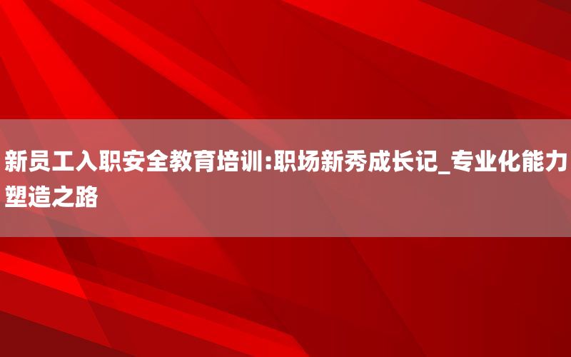新员工入职安全教育培训:职场新秀成长