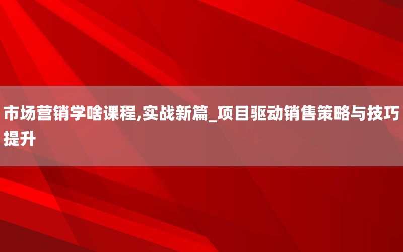 市场营销学啥课程,实战新篇_项目驱动