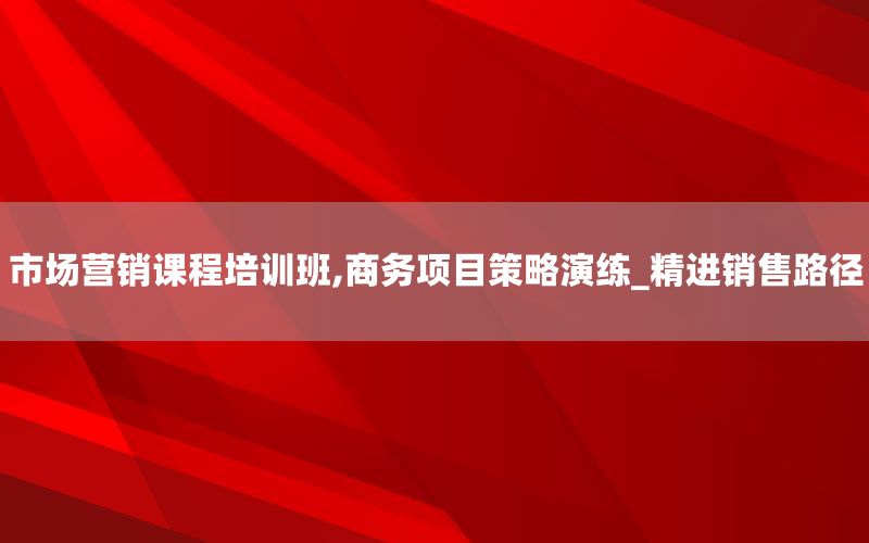 市场营销课程培训班,商务项目策略演练