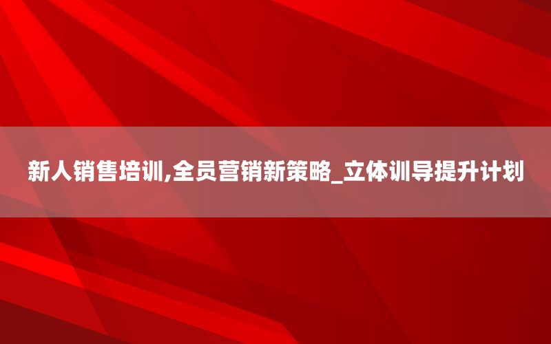 新人销售培训,全员营销新策略_立体训