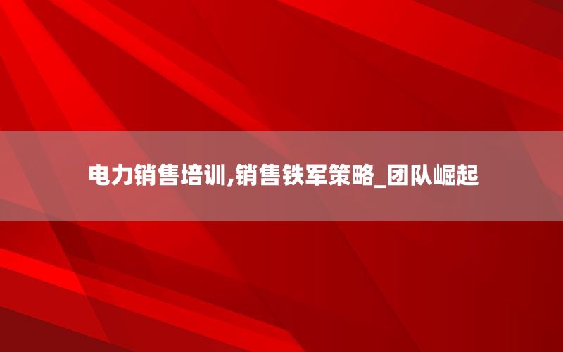 电力销售培训,销售铁军策略_团队崛起