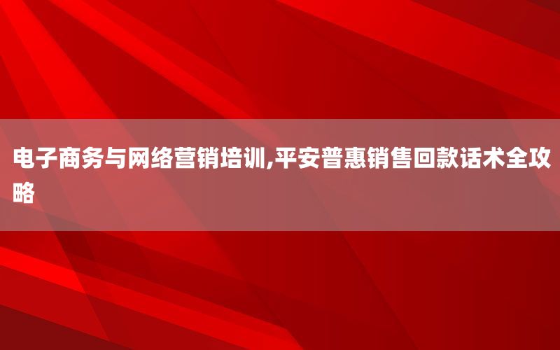 电子商务与网络营销培训,平安普惠销售