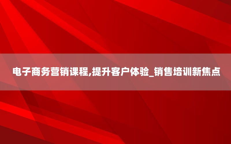 电子商务营销课程,提升客户体验_销售