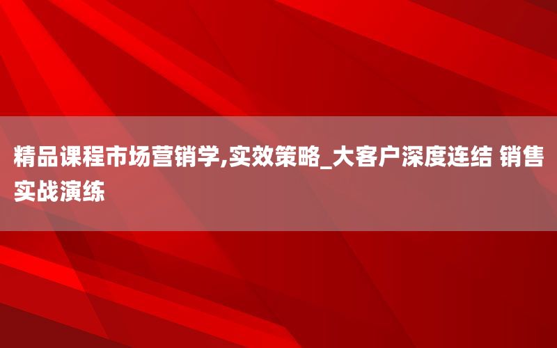 精品课程市场营销学,实效策略_大客户