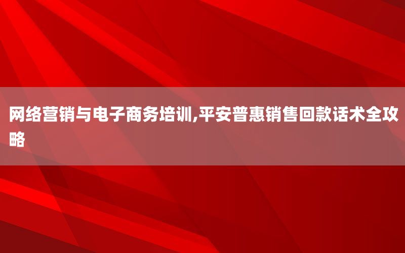 网络营销与电子商务培训,平安普惠销售