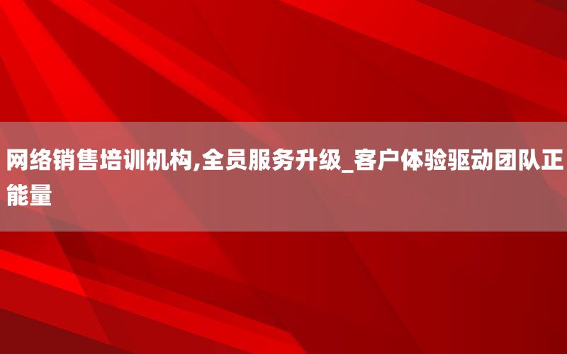 网络销售培训机构,全员服务升级_客户