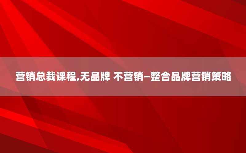 营销总裁课程,无品牌 不营销—整合品