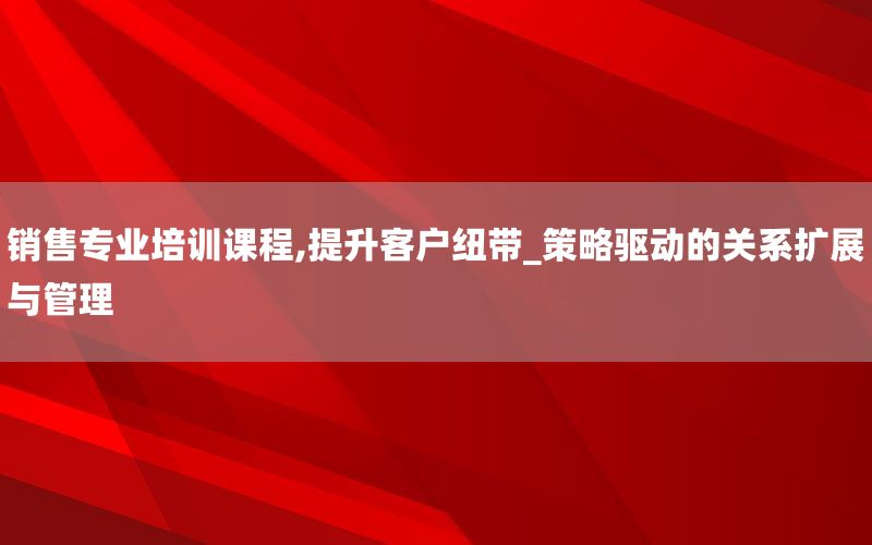 销售专业培训课程,提升客户纽带_策略