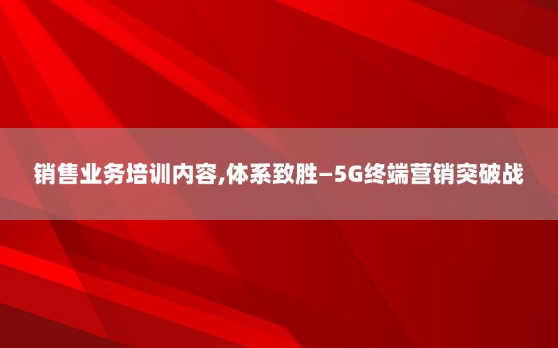 销售业务培训内容,体系致胜—5G终端