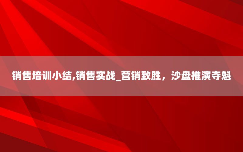 销售培训小结,销售实战_营销致胜，沙