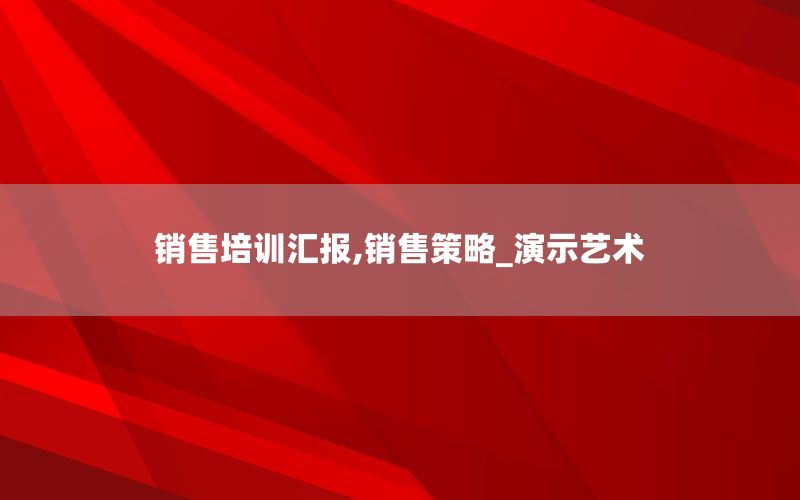 销售培训汇报,销售策略_演示艺术