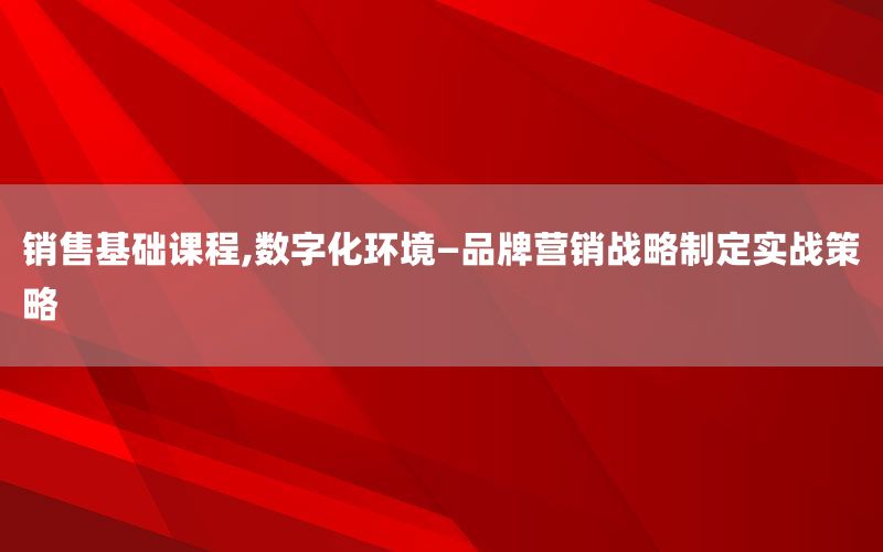 销售基础课程,数字化环境—品牌营销战