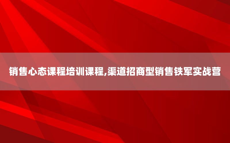 销售心态课程培训课程,渠道招商型销售