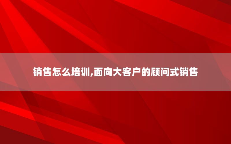 销售怎么培训,面向大客户的顾问式销售