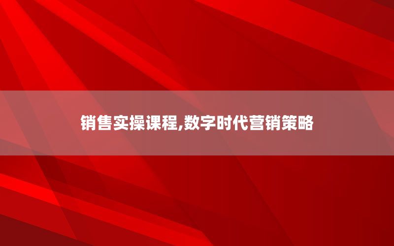 销售实操课程,数字时代营销策略