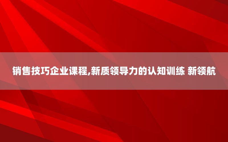 销售技巧企业课程,新质领导力的认知训