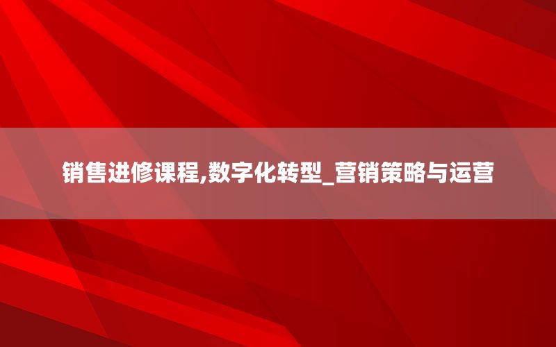 销售进修课程,数字化转型_营销策略与