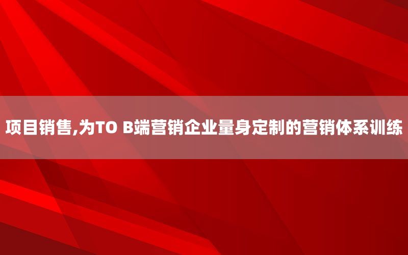 项目销售,为TO B端营销企业量身定