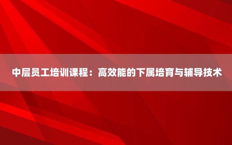 中层员工培训课程：高效能的下属培育与