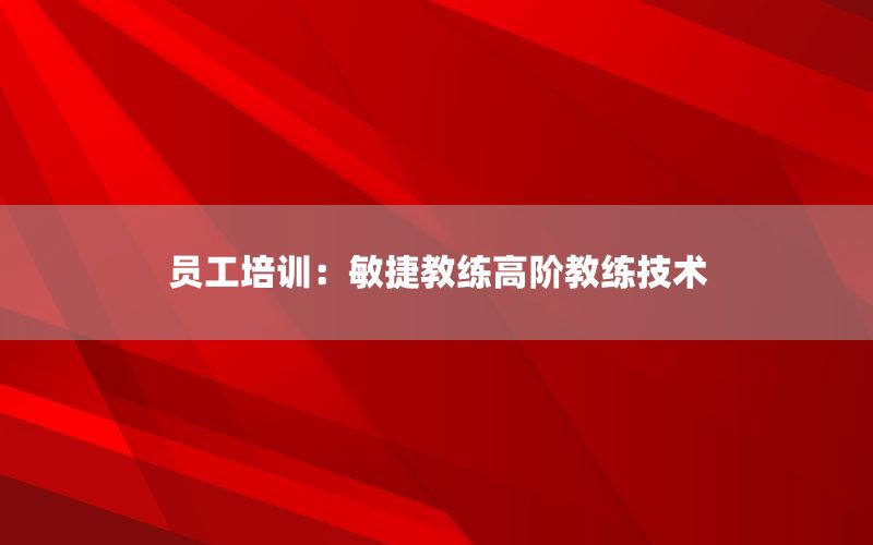 员工培训：敏捷教练高阶教练技术