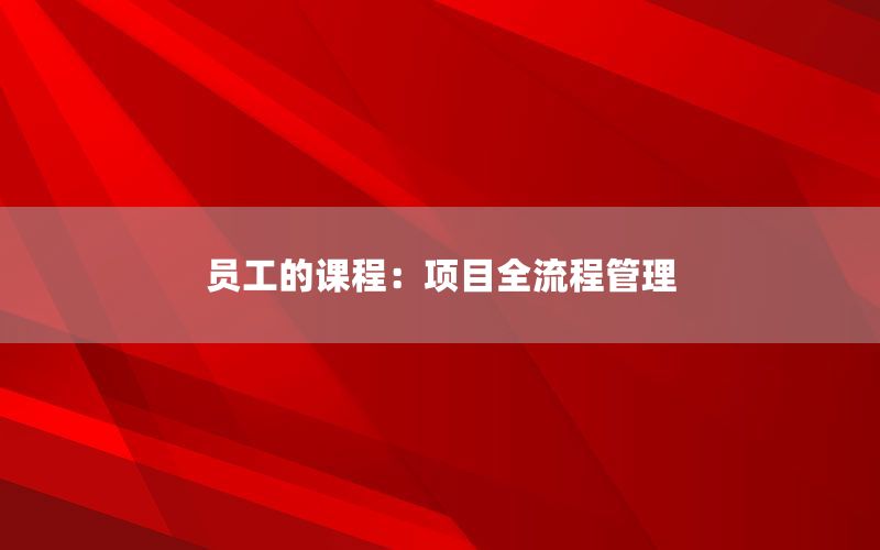 员工的课程：项目全流程管理