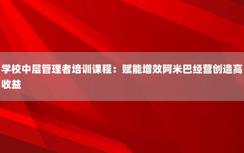 学校中层管理者培训课程：赋能增效阿米