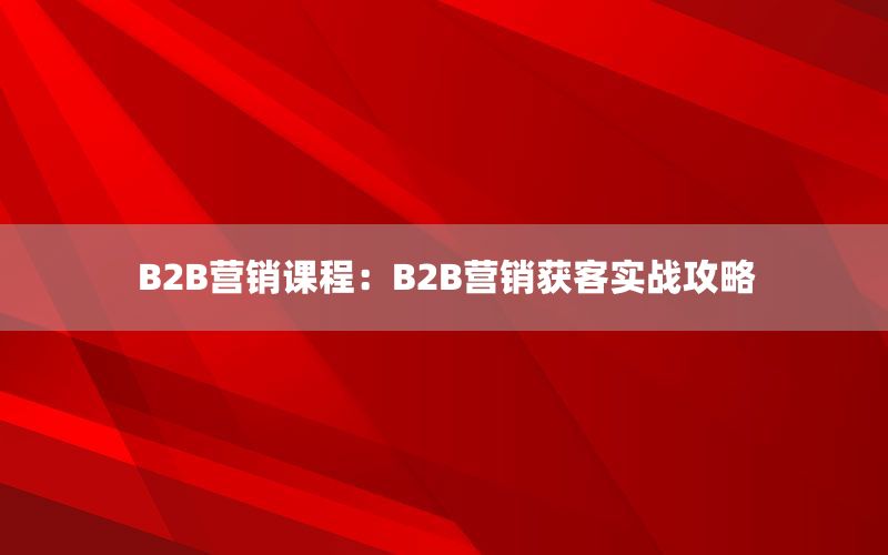 B2B营销课程：B2B营销获客实战攻