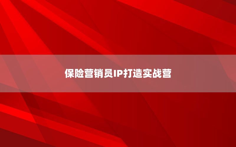 保险营销员IP打造实战营