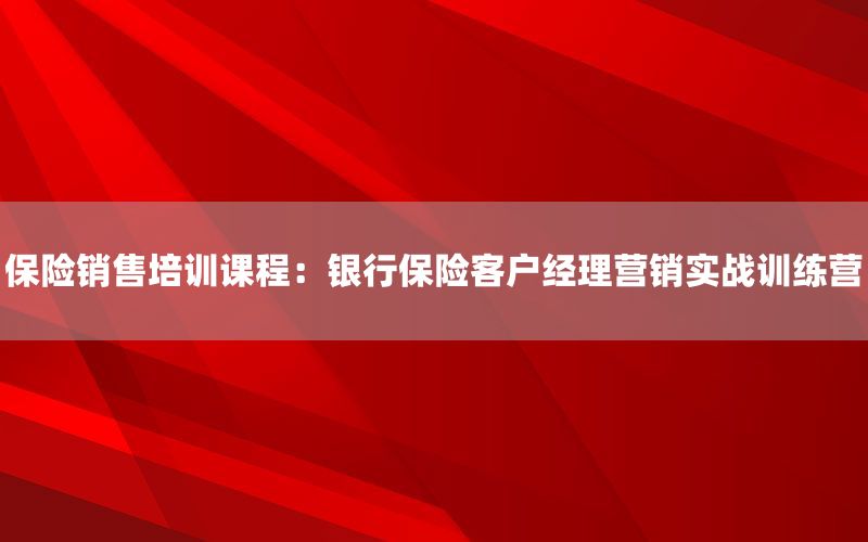 保险销售培训课程：银行保险客户经理营