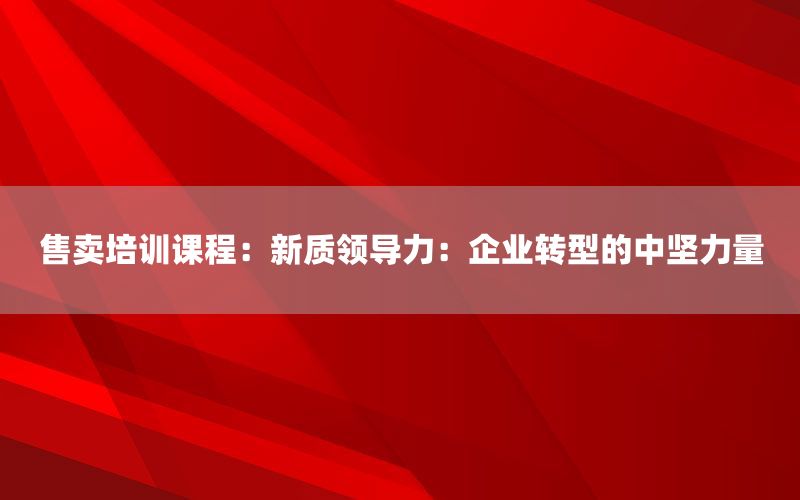 售卖培训课程：新质领导力：企业转型的