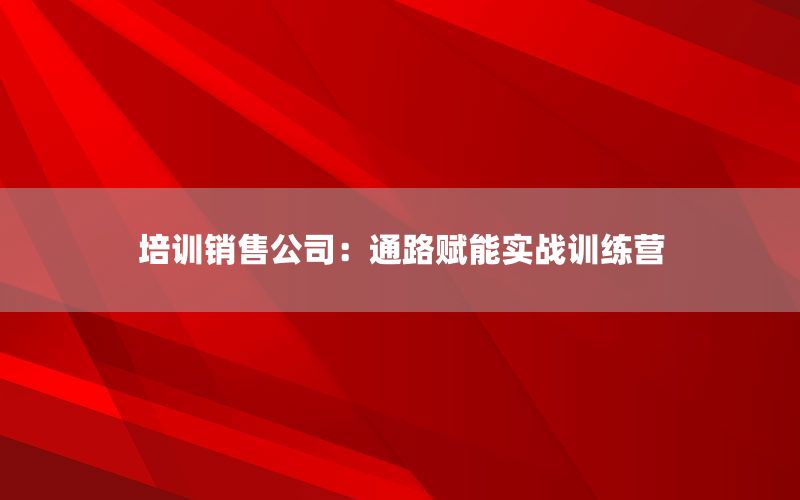 培训销售公司：通路赋能实战训练营