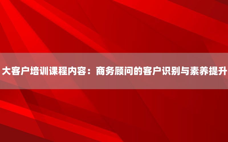 大客户培训课程内容：商务顾问的客户识别与