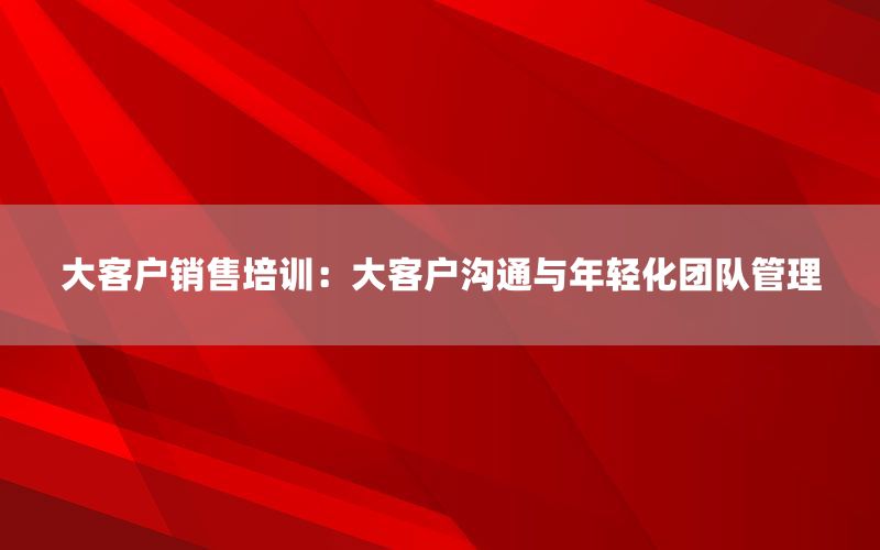 大客户销售培训：大客户沟通与年轻化团队管