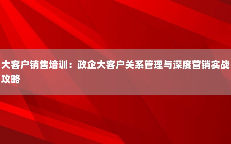 大客户销售培训：政企大客户关系管理与深度
