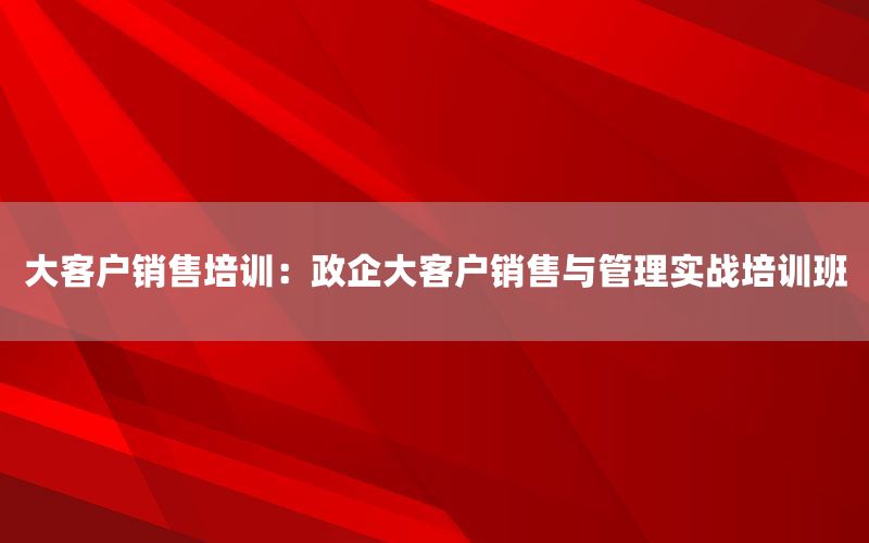大客户销售培训：政企大客户销售与管理实战